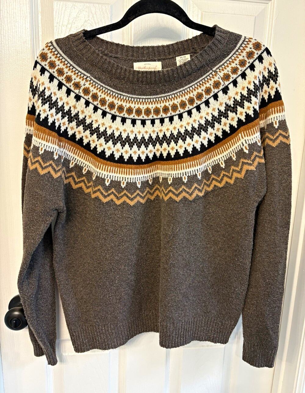 Weatherproof Vintage Knit Crew Neck Fair Isle Stretch Pullover Sweater M